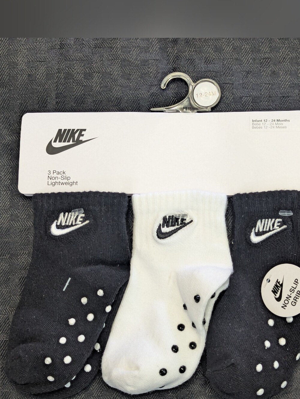 Toddler 2-4 Black and white Nike Socks 3 pack.